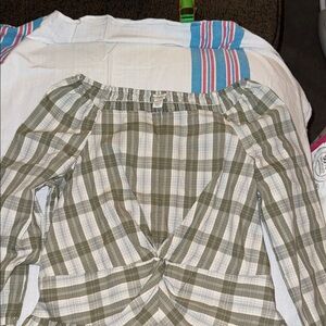 Olive Plaid Kids Casual Bottoms - Unbranded